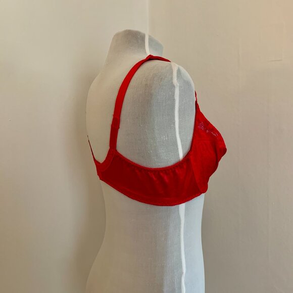 VTG Bravissimo Hot Pink Sexy 40 C Lace Bra 7550 Plus Underwire Silky Sheer Push - Picture 9 of 12